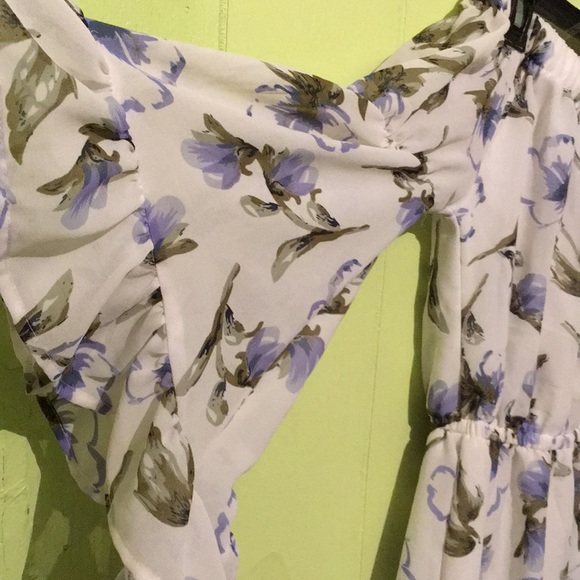 white off the shoulder floral dress - Picture 3 of 5